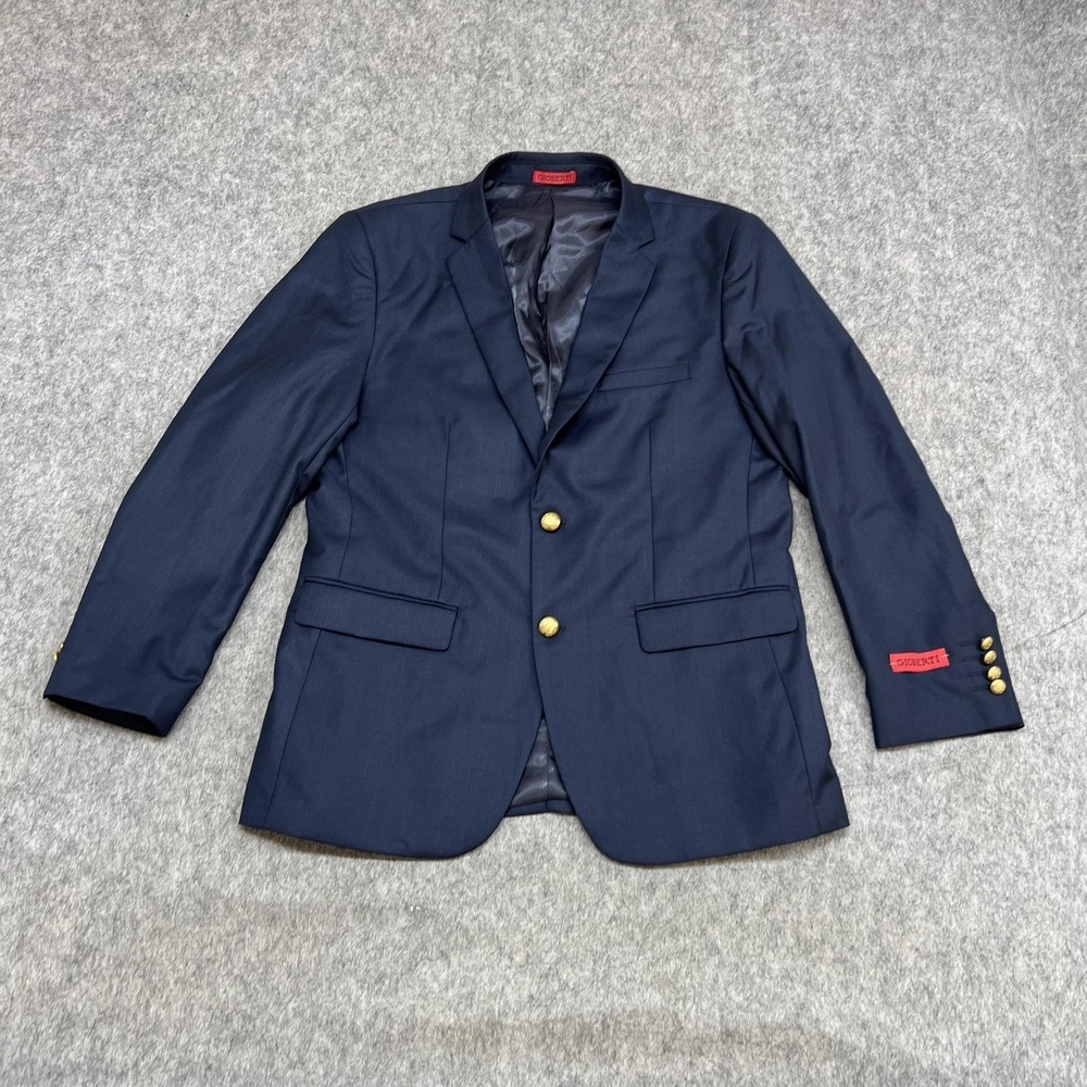 Gioberti Blazer Mens 38 S Navy Blue Polyester Rayon Button Suit Jacket Business